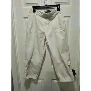 Womens Havana Jacks Cafe White Capri Cargo Pants 100%‎ cotton 6 pockets size 8